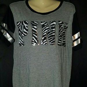 Bling Zebra print Tee. PINK