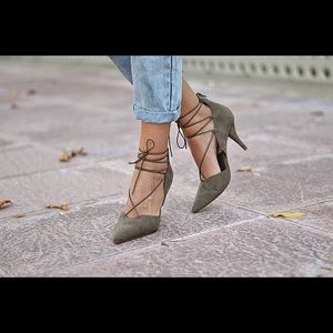 Zara lace up khaki heels