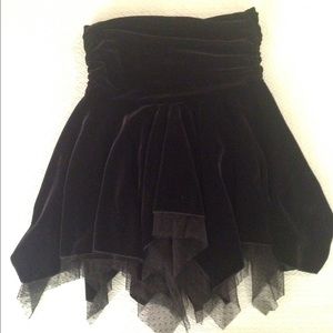Black velvet mini with ruffles