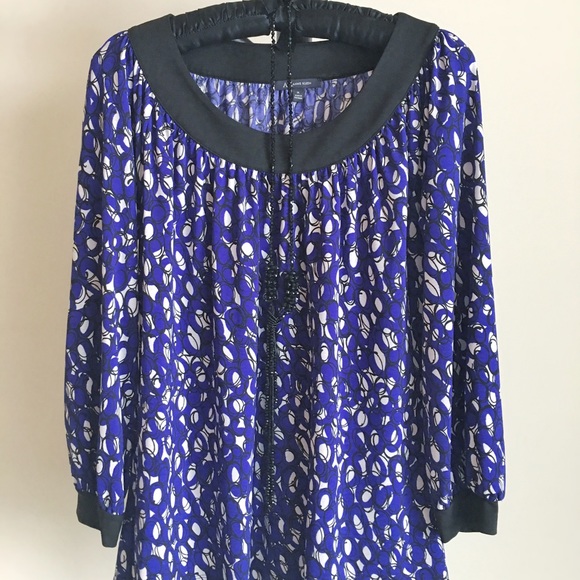 Anne Klein modern print scoop next blouse vintage