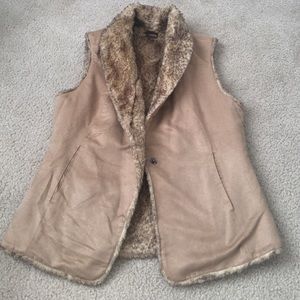 Tan suede fur lined vest