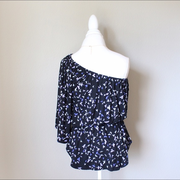 FINAL XS ⭐️ One Shoulder Black Bird Print Top - Picture 4 of 5
