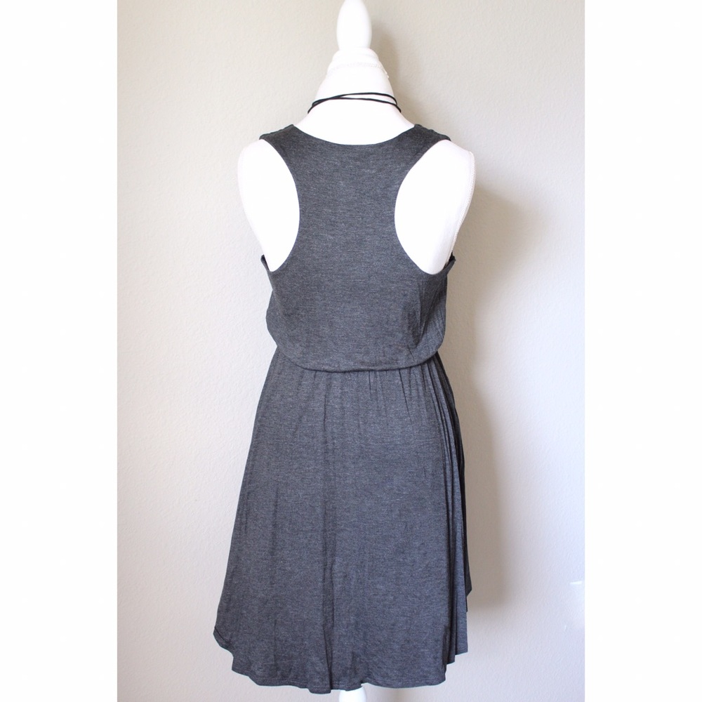 Sleeveless Charcoal Dress Racer Back - Picture 5 of 6