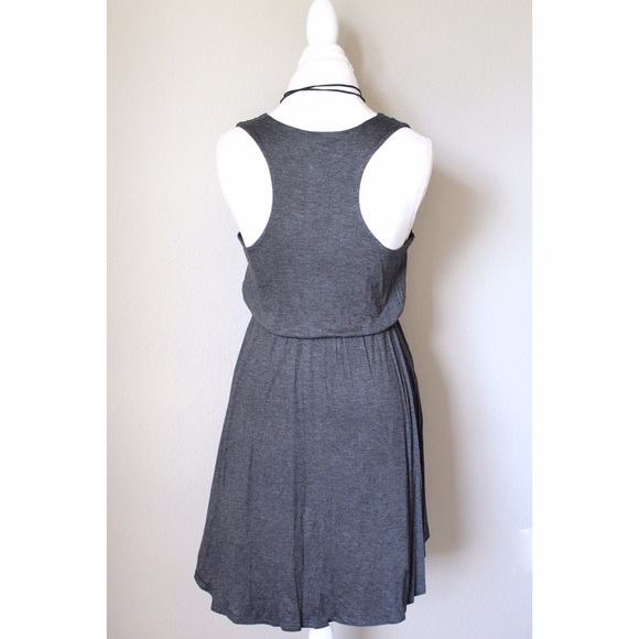 Sleeveless Charcoal Dress Racer Back - Picture 5 of 6