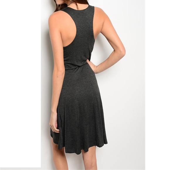 Sleeveless Charcoal Dress Racer Back - Picture 3 of 6