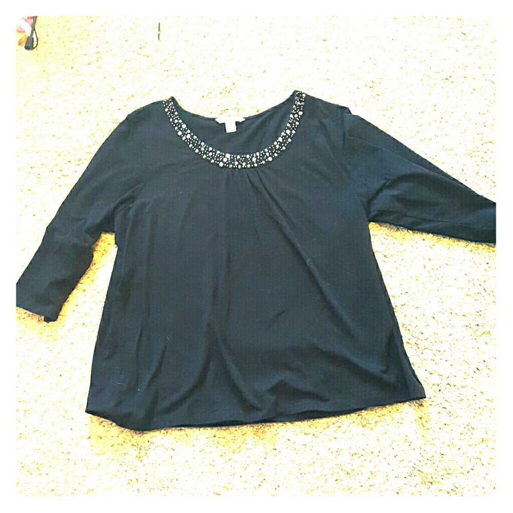 Laura Ashley 2x knit top with blingy neckline