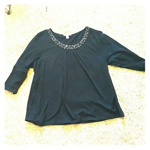 Laura Ashley 2x knit top with blingy neckline