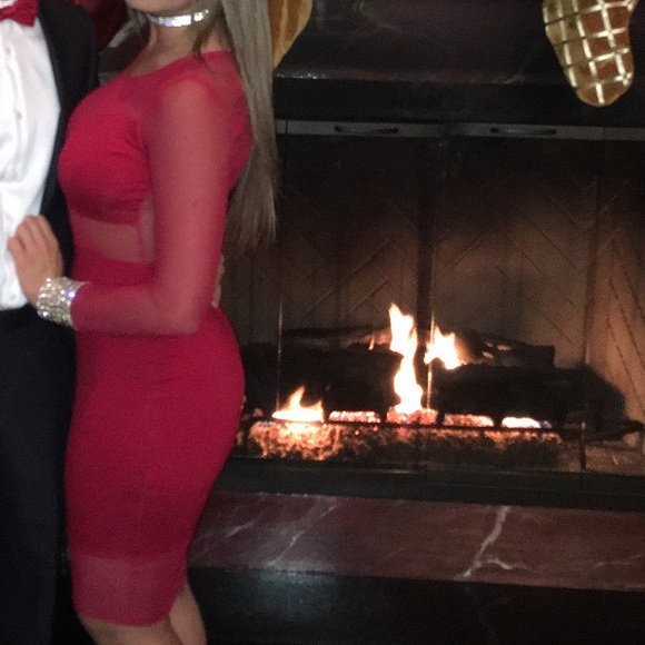 Red/Bodycon/Midi Dress - Picture 4 of 5
