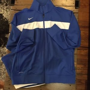 blue and white sweatsuit
