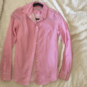 Hot pink print button-down shirt