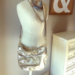 Gold sequin coach cross body