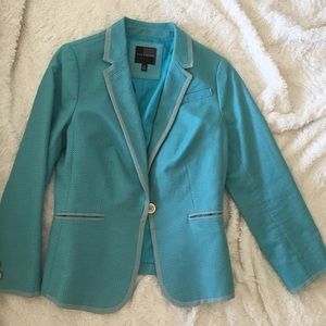 Teal patterned Blazer with gold accents