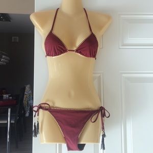 Maroon bikini with gold accents NwoT