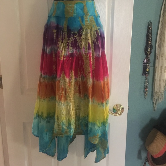 Tie Dyed Boho Chic Skirt / Bathing suit coverup 1x