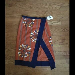 Free People Embroidered Wrap Skirt