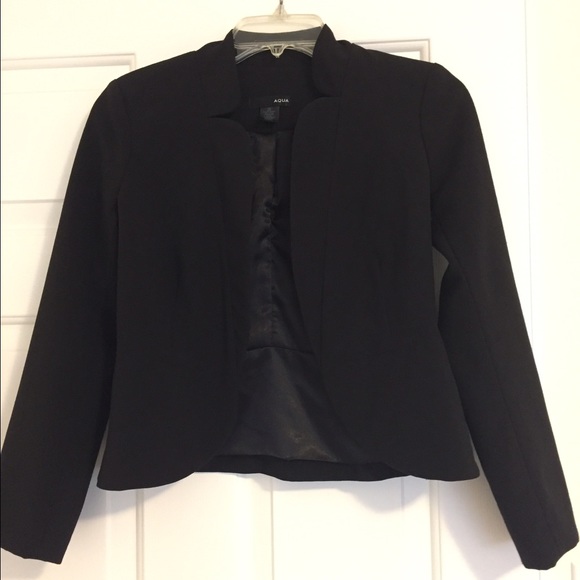Aqua black blazer with notched lapel