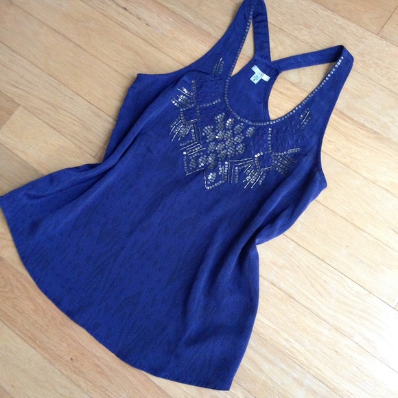 Urban Outfitters Tops - Urban Outfitters Ecote Sequin Navy Blue Tank