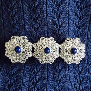 Ann Taylor Factory Navy Flower Bracelet