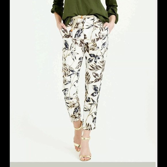 JCREW Cafe Capris in Garden Gold Foil Leaf (6)