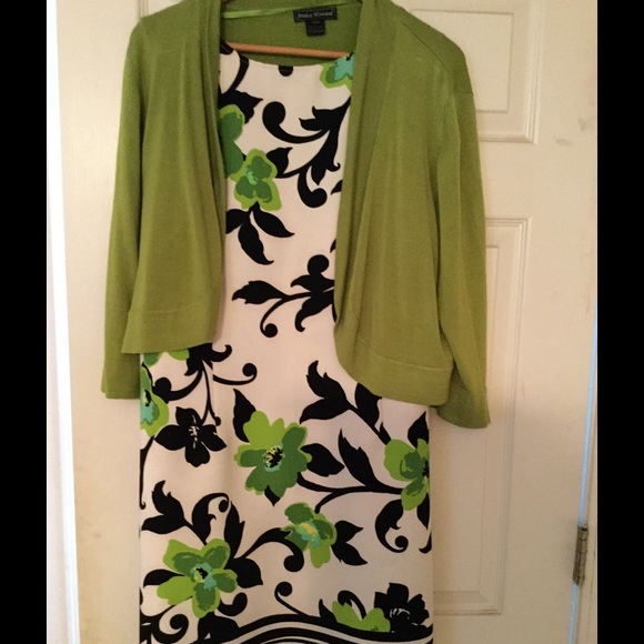 Sheath dress with sweater.