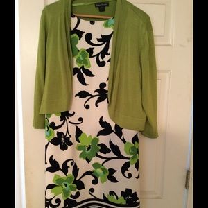 Sheath dress with sweater.