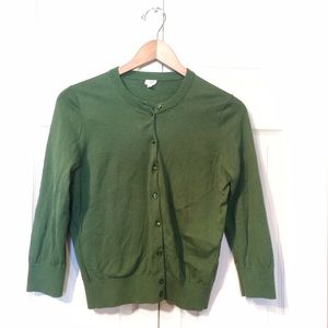 J. Crew green 3/4 sleeve cardigan