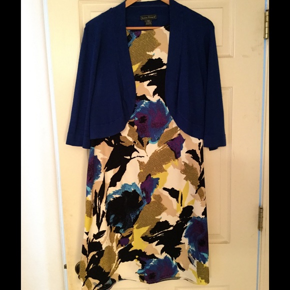 Sheath dress with sweater.