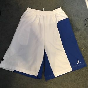 blue and white jordan shorts