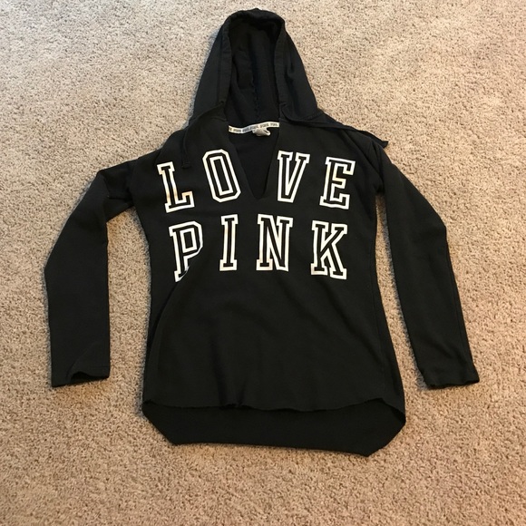 Black VS Pink hoodie. Longer in the back.