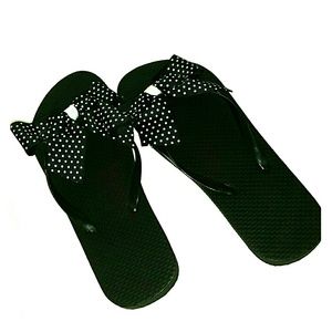 Custom Black Polkadot Flip Flops
