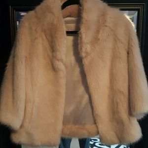 Blush mink faux fur evening jacket