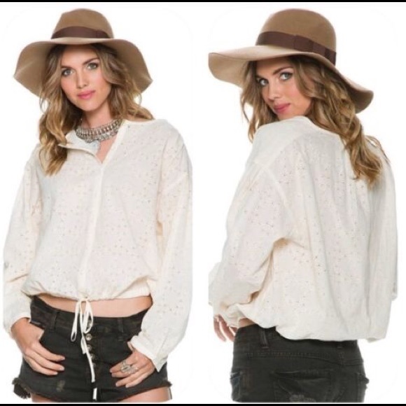 Free People Tops - FREE PEOPLE  NWT Stars Align Eyelet Top Blouse XS