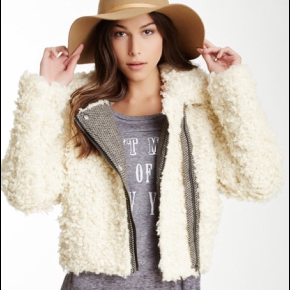 Free People Sherpa Faux Fur Moto Shaggy Jacket