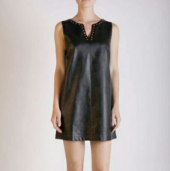 LEATHERETTE STUD DRESS BLACK - Picture 1 of 3