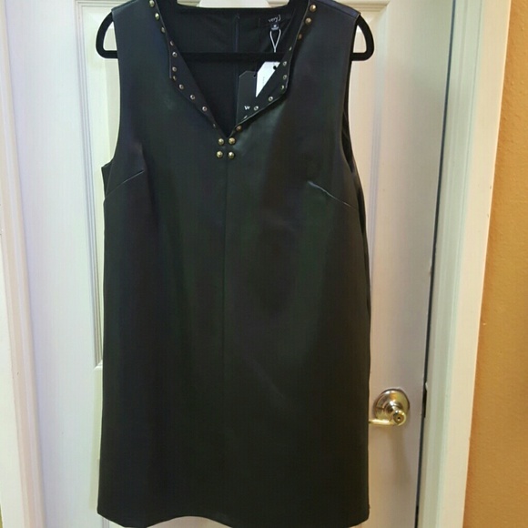 LEATHERETTE STUD DRESS BLACK - Picture 3 of 3