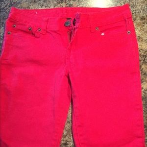 Bright red skinny jeans!