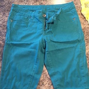Teal skinny jeans!