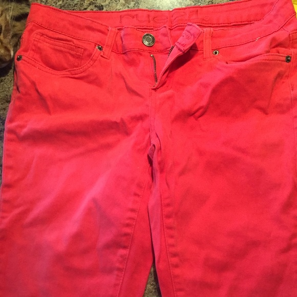 Bright red skinny jeans!