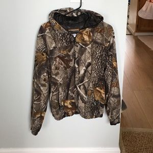 Fleece Camo Zip Up Jacket with Mesh Lining