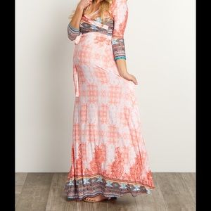 PinkBlush Geometric Maternity/Nursing Maxi Dress