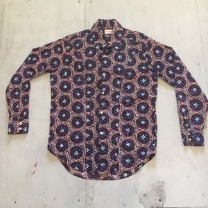 Vintage Western Style Button-Up Floral Shirt
