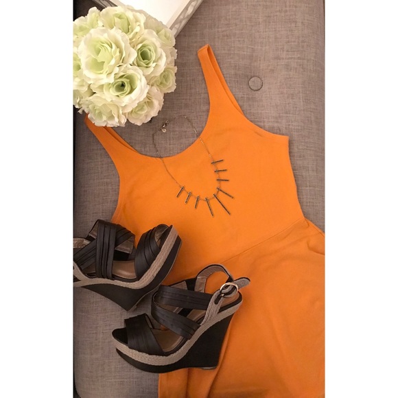 Express Dresses & Skirts - Express • orange cotton/spandex fit & flare dress