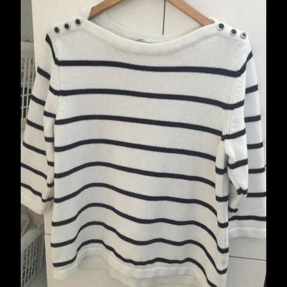 Striped boatneck sweater.