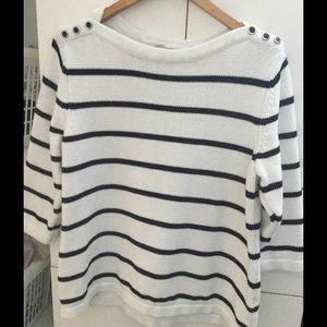 Striped boatneck sweater.