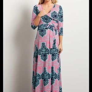 Pink blush 3/4 Sleeve Maternity Maxi Dress
