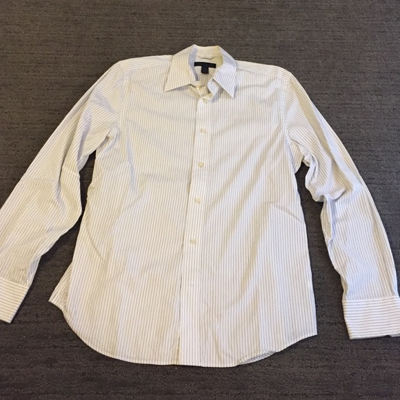 Men's Express White w/ blk strips button up Medium