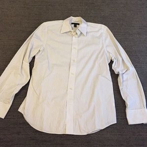 Men's Express White w/ blk strips button up Medium
