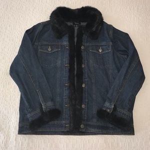 Dennis Basso jean jacket w/ faux fur collar, etc.