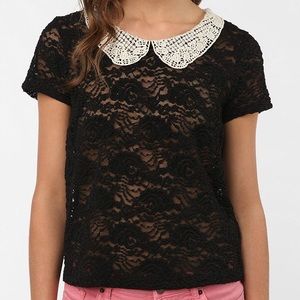 Kimchi Blue Lace top with Crochet Collar