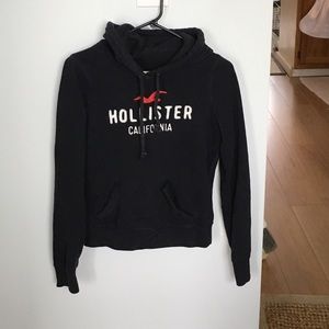 Navy Hollister Hoodie with Stitched Words